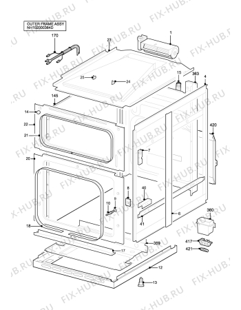 Взрыв-схема плиты (духовки) Parkinson Cowan SM554WL - Схема узла H10 Outer Frame